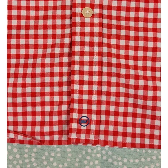 Vineyard Vines Mens L On-The-Go Performance Gingham Shirt Red White 1W011301 - Picture 7 of 9